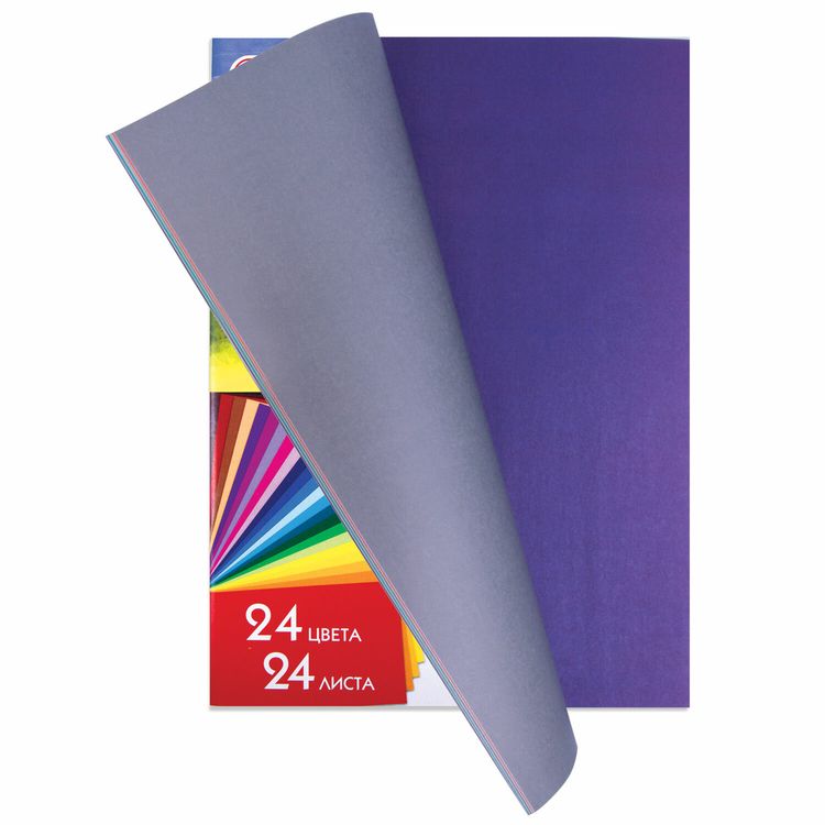 Цветная бумага А4 односторонняя газетная «Умный котик», 24 листа, 24 цвета, ПИФАГОР — картинка 3