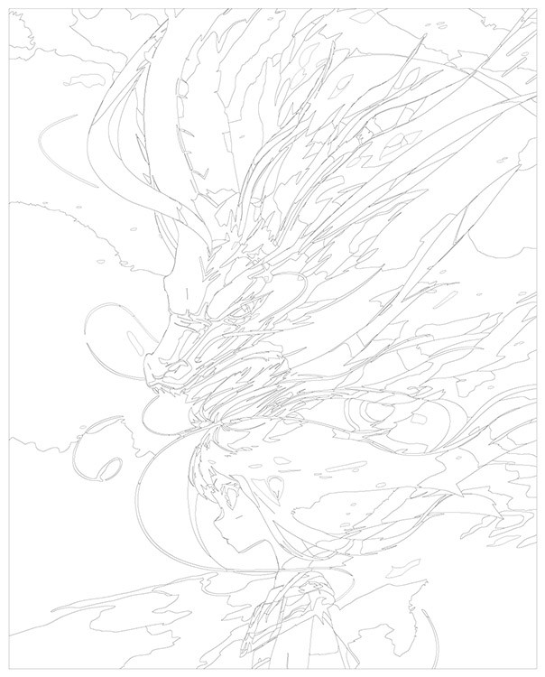 Картина по номерам «Аниме: Девушка и разноцветный дракон» — картинка 3