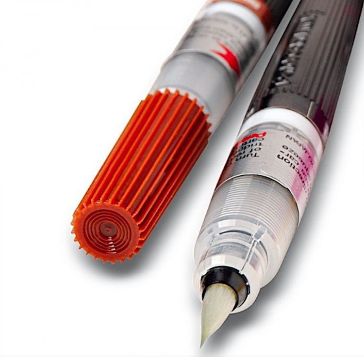 Кисть с краской Colour Brush, 1-10 мм, 5 мл, цвет: черный, Pentel — картинка 3