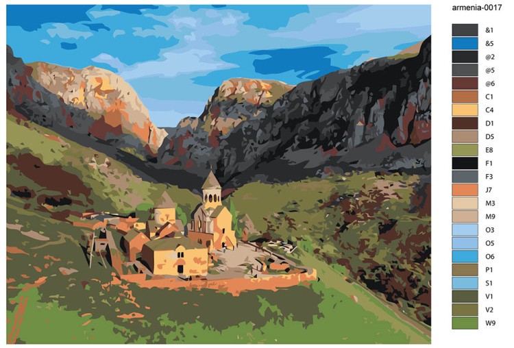 Картина по номерам «Армения: монастырь Нораванк в горном ущелье» — картинка 2