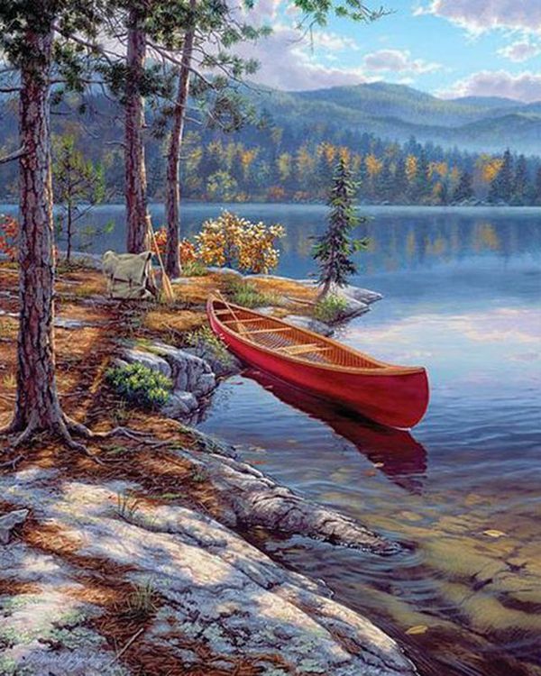 Алмазная вышивка «Одинокая лодка» — картинка 2