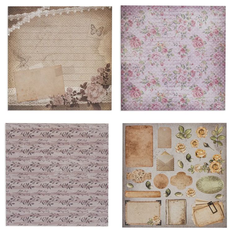 Бумага для скрапбукинга 15х15 см «Винтаж», 12 дизайнов — картинка 7