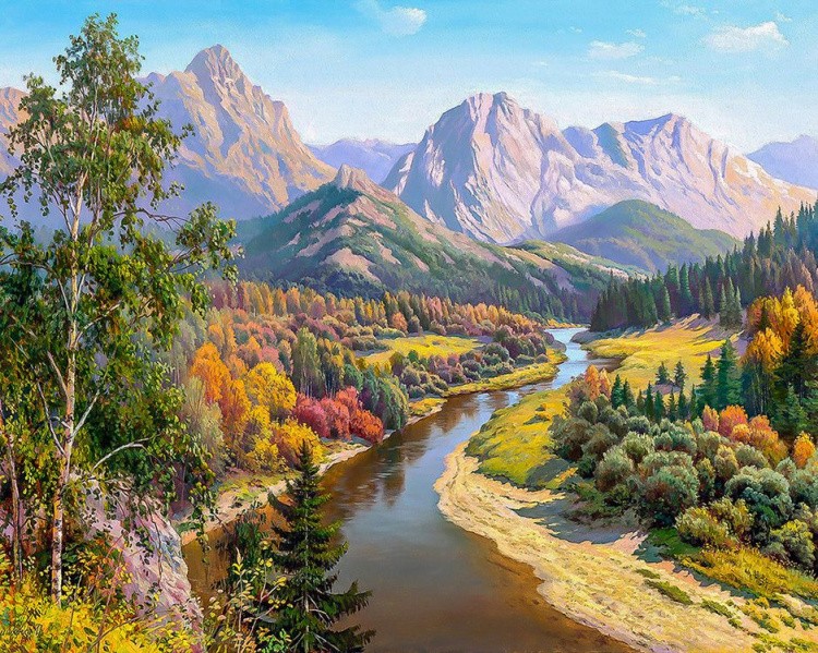 Алмазная вышивка «Осень в горах» — картинка 2