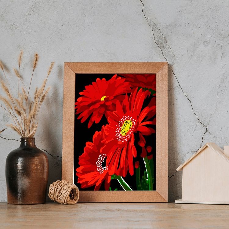 Картина по номерам «Красные герберы» — картинка 4