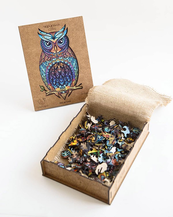 Деревянный пазл Unidragon «Чарующая Сова», размер M (А4) — картинка 12