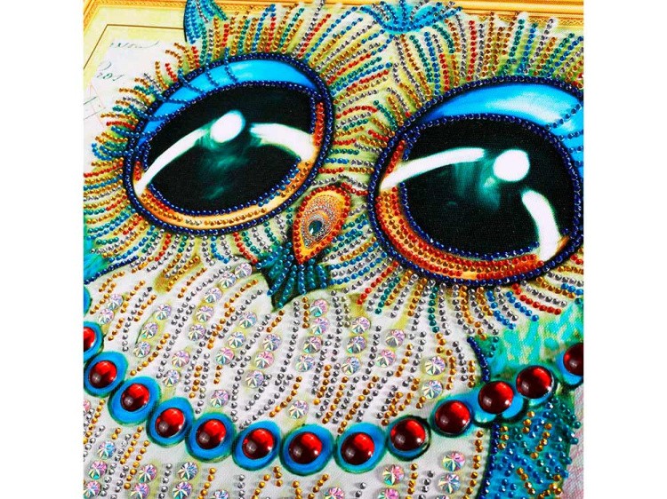 Алмазная вышивка 5D «Сова в рубинах» — картинка 3