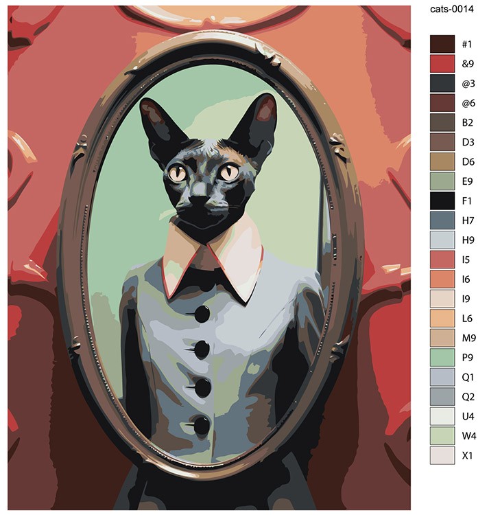 Картина по номерам «Черный кот сфинкс в зеркале» — картинка 2