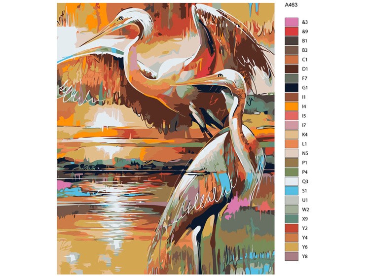 Картина по номерам «Цапли на закате» — картинка 2
