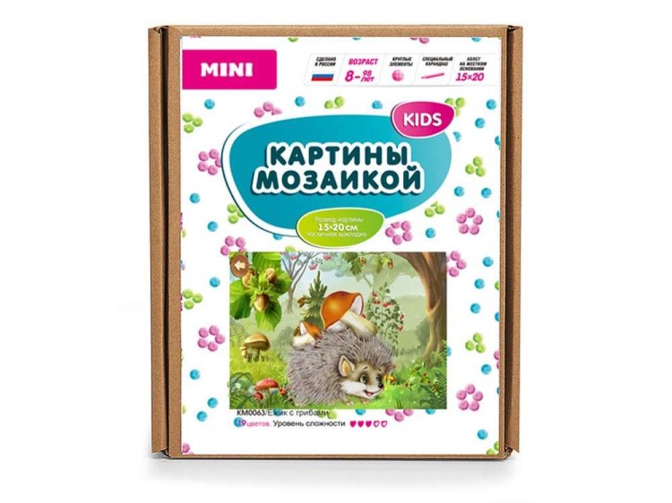 Алмазная вышивка-открытка «Ёжик с грибами» — картинка 5