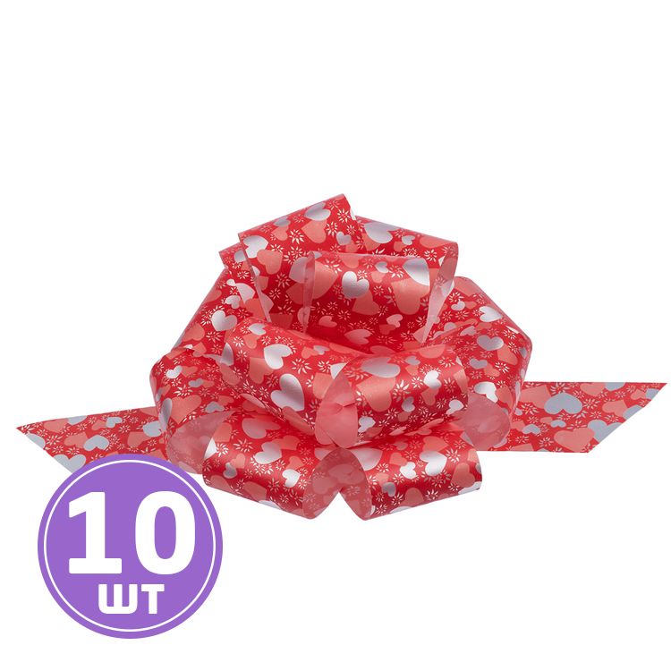 Подарочные банты, 15,5 см, 10 шт., 02 сердечки/розовый, Stilerra