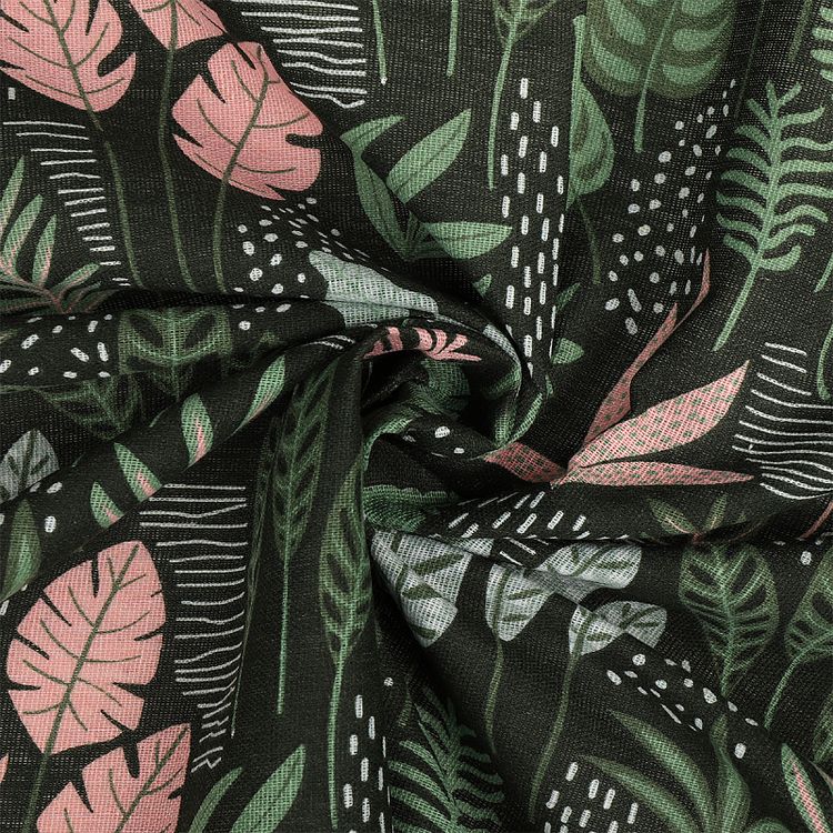 Ткань льняная, 3 м x 150 см, 140 г/м², цвет: зеленый, растительный принт, TBY — картинка 3