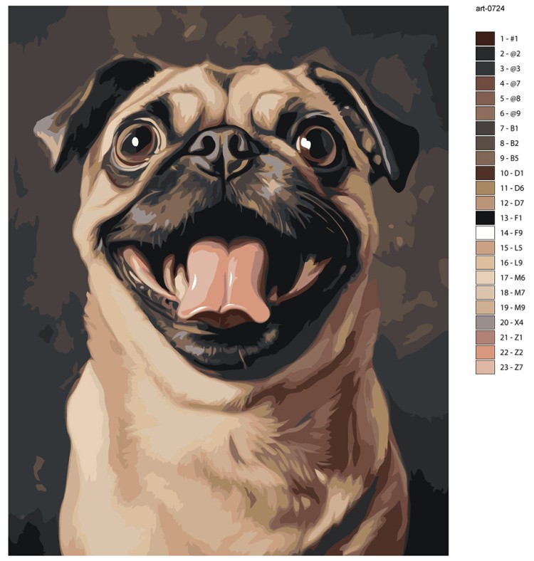Картина по номерам Собака мопс крупным планом арт — картинка 2