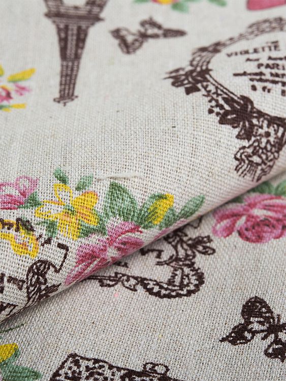 Ткань льняная, 1 м x 150 см, 140 г/м², цвет: белый, принт, TBY — картинка 4