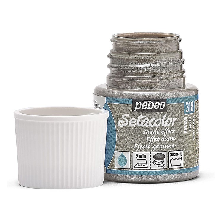 Краска для темных и светлых тканей с эффектом замши Setacolor, цвет: серая галька, 45 мл, Pebeo — картинка 2