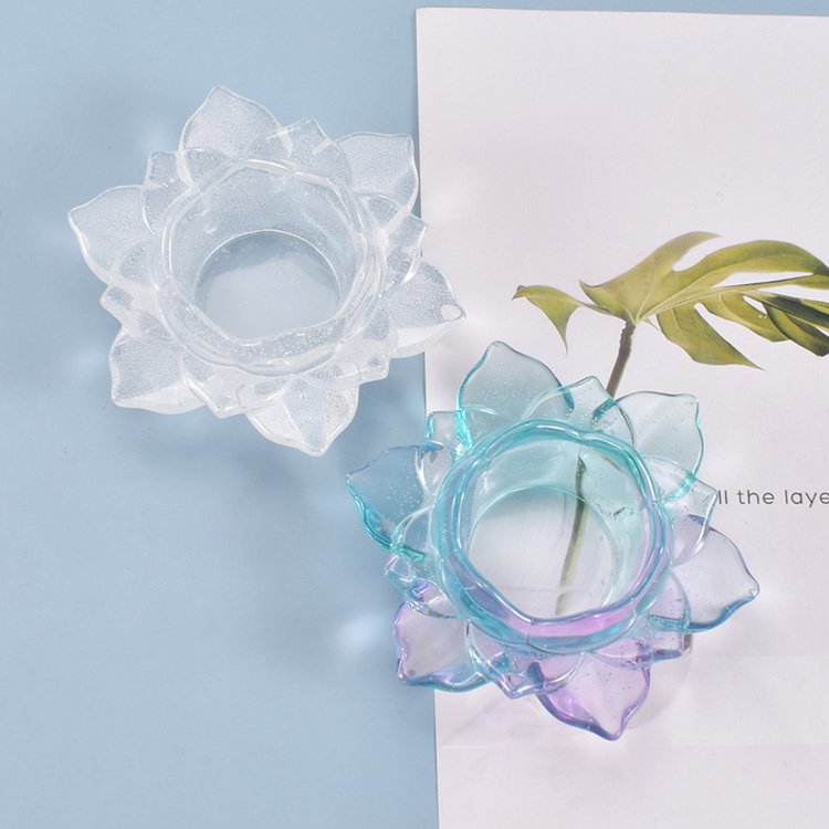 Силиконовый молд - Подсвечник для чайной свечи лотос, 12x11см, 1 шт. — картинка 3