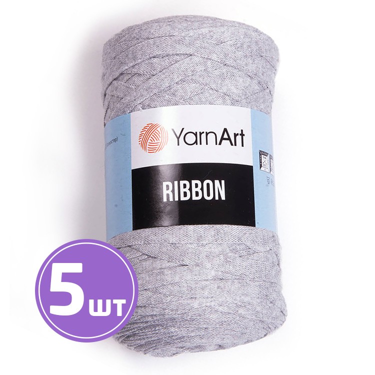 Пряжа YarnArt Ribbon (Риббон) (757), меланж светло-серый, 5 шт. по 250 г