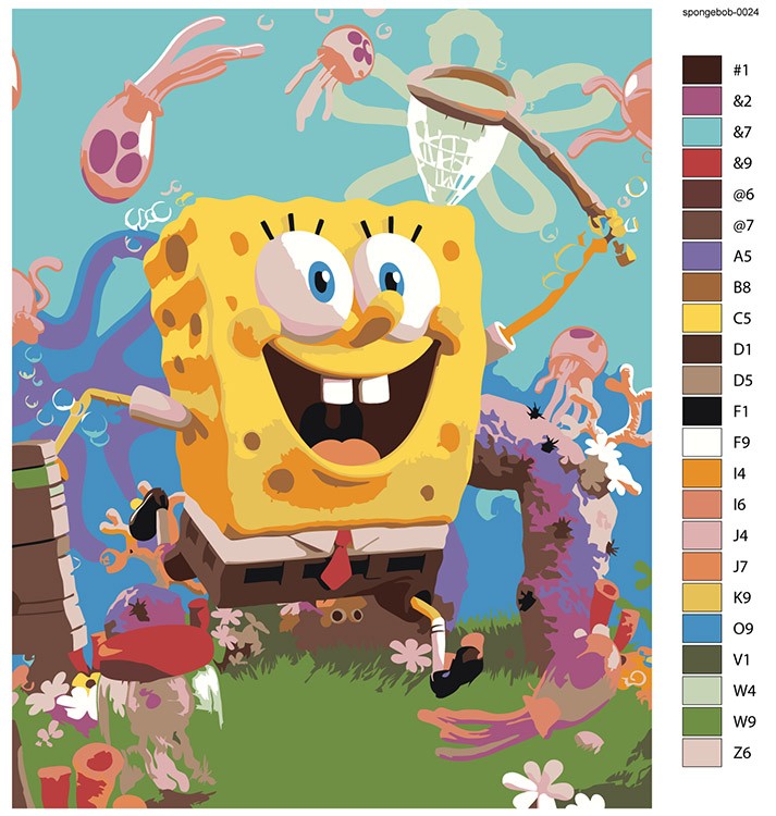 Картина по номерам «Губка Спанч Боб ловит медуз» — картинка 2