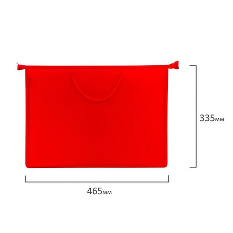 Папка для рисунков и чертежей А3, ручки-шнурок, пластик, молния сверху, ПИФАГОР, красная — картинка 8