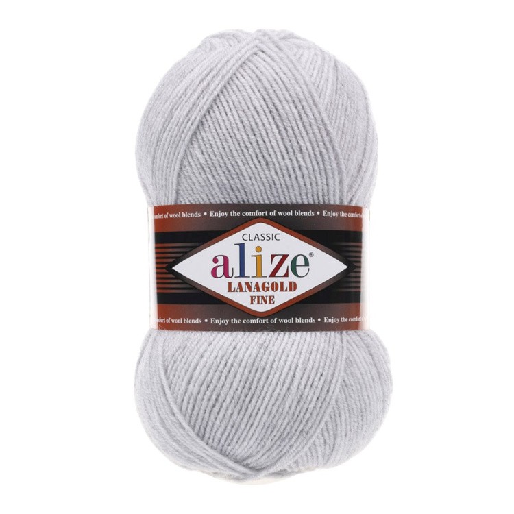 Пряжа ALIZE LanaGold Fine (Ализе Лана голд файн) (684), меланж пепельный, 5 шт. по 100 г