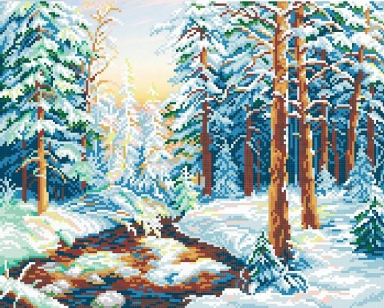 Рисунок на ткани «Зимний лес»