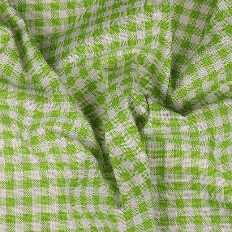 Ткань льняная, 1 м x 150 см, 140 г/м², цвет: зеленый, клетка, TBY — картинка 2