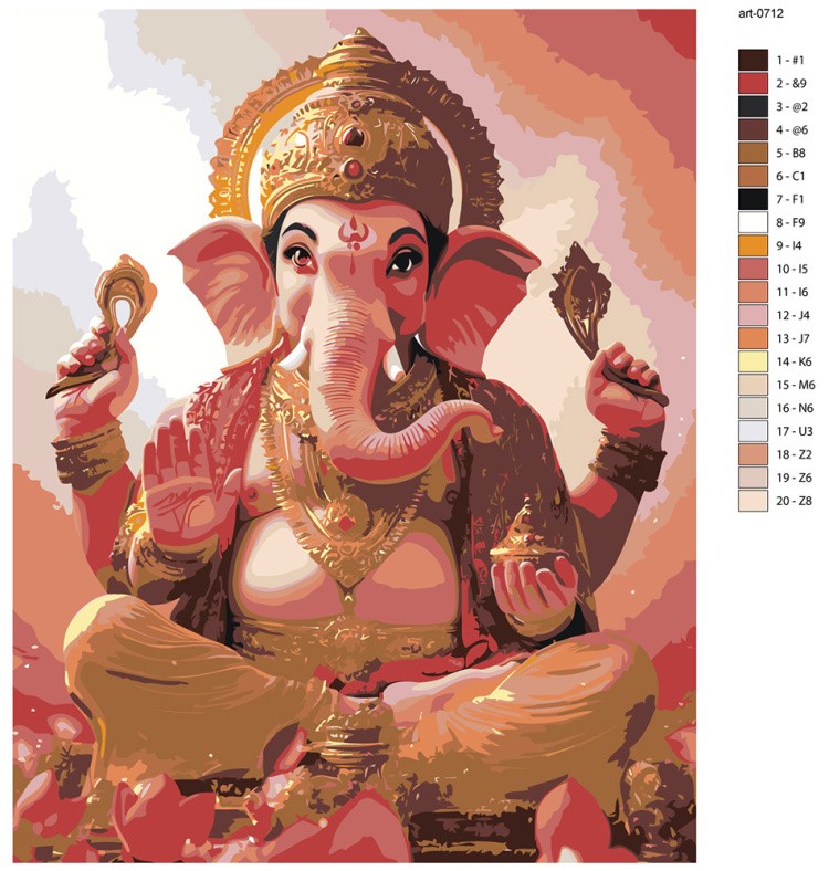 Картина по номерам Чакры йога индуизм бог Ганеша — картинка 2