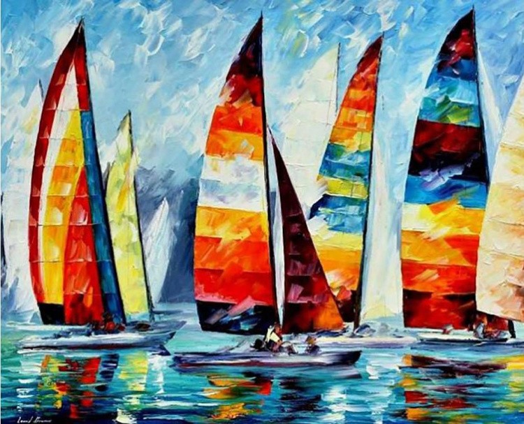 Алмазная вышивка «Радужные парусники» — картинка 2