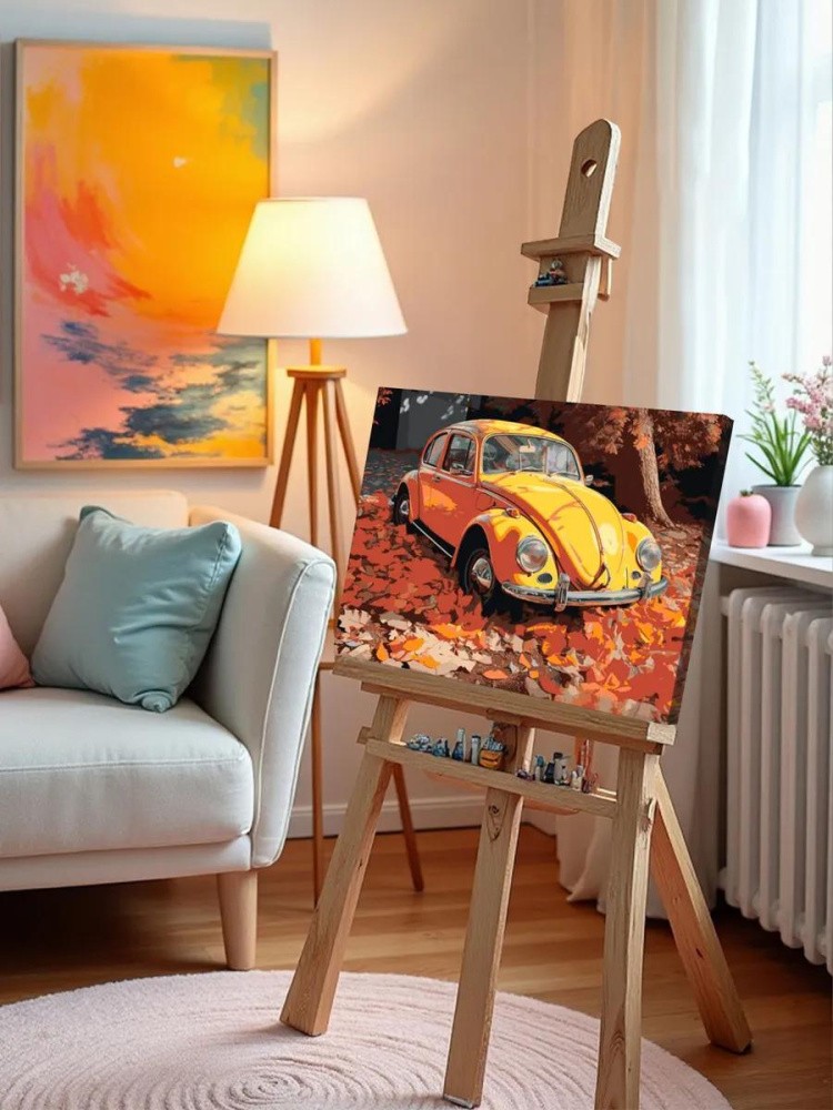 Картина по номерам «Машины: Фольксваген Жук и осенние листья» — картинка 9