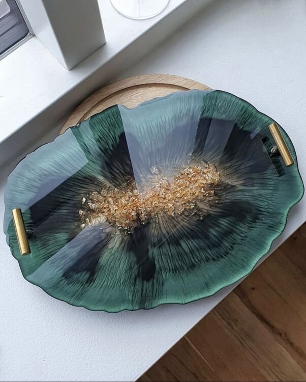 Силиконовый молд для эпоксидной смолы - Поднос жеода №3, 34х24 см — картинка 3