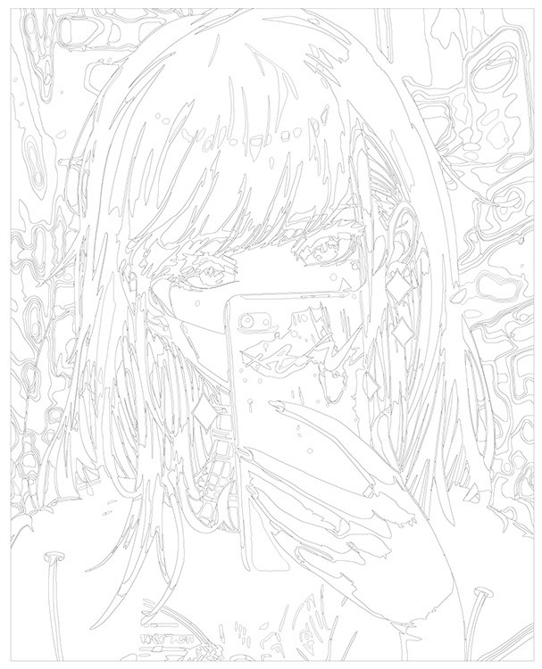 Картина по номерам «Аниме: Девушка в маске с телефоном в стиле киберпанк» — картинка 3