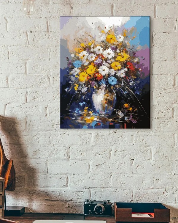 Картина по номерам «Букет луговых цветов в вазе» — картинка 3
