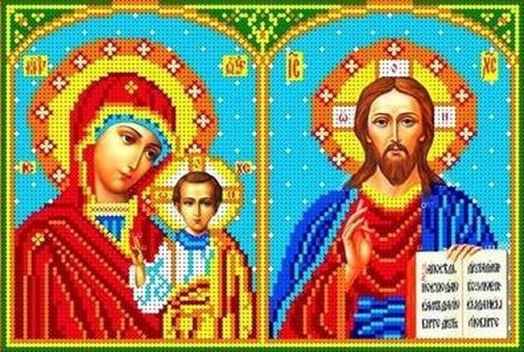 Рисунок на ткани «Богородица Казанская и Господь Вседержитель»