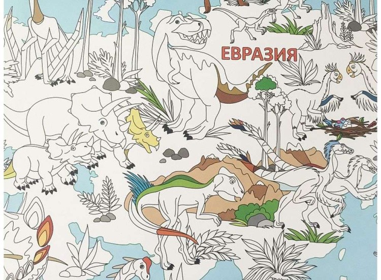 Карта-раскраска «В мире динозавров» — картинка 2