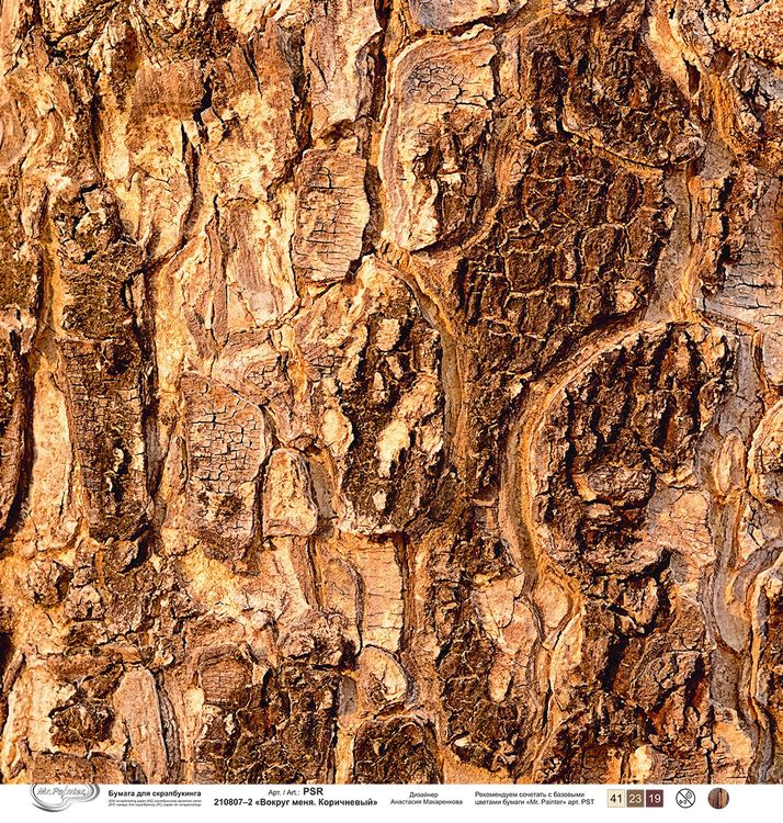 Бумага для скрапбукинга «Вокруг меня, Коричневый 2», 190 г/м2, 30,5x30,5 см, 10 шт., Mr.Painter — картинка 2