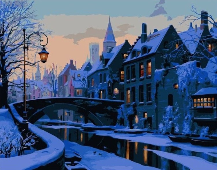 Картина по номерам «Зимняя улица»