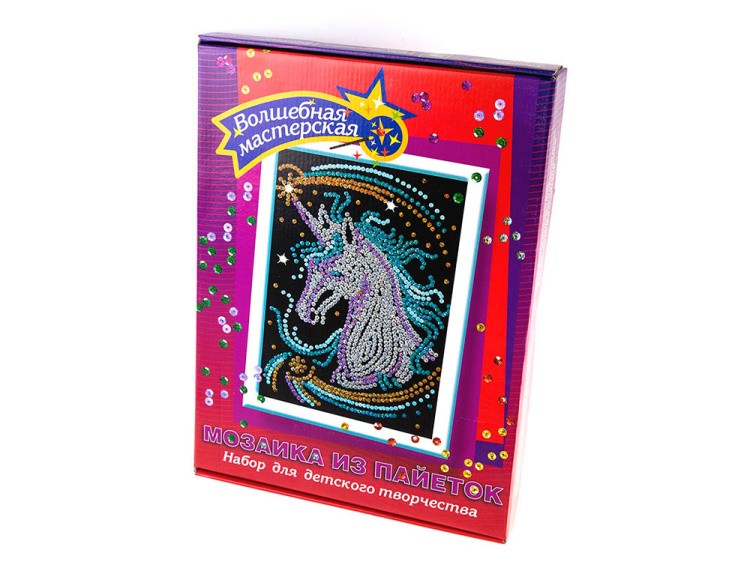 Мозаика из пайеток «Единорог» — картинка 3