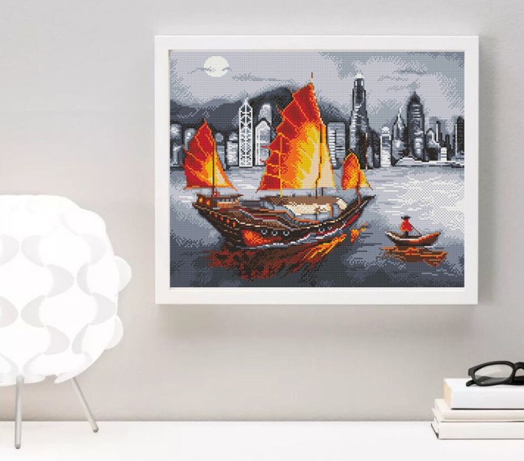 Алмазная вышивка «Ночной Гонконг» — картинка 2