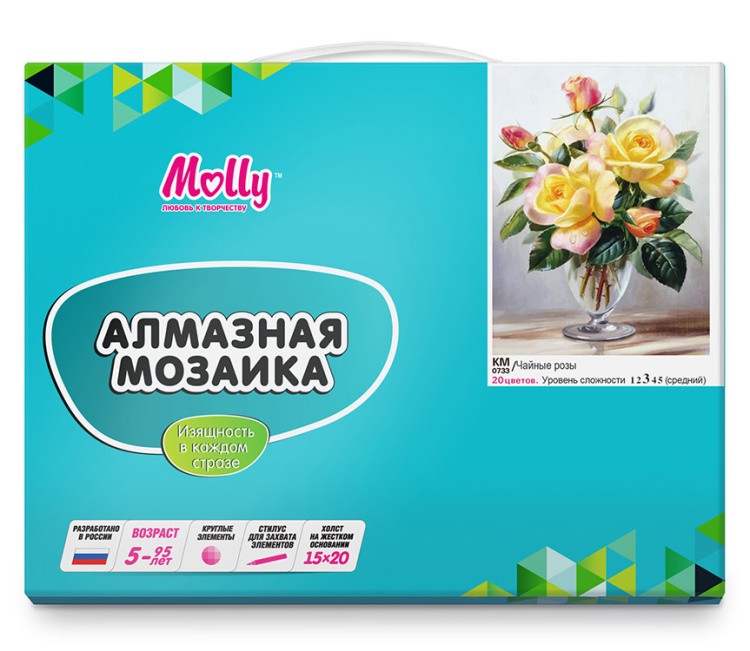 Алмазная вышивка-открытка «Чайные розы» — картинка 5