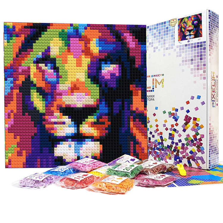 Картина-мозаика из конструктора PIXELIM «Радужный лев»