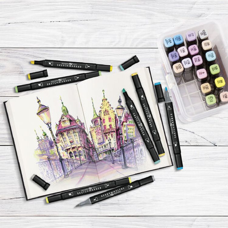 Маркеры для скетчинга двусторонние BRAUBERG ART DEBUT BLACK, цвет: пастельные цвета — картинка 13