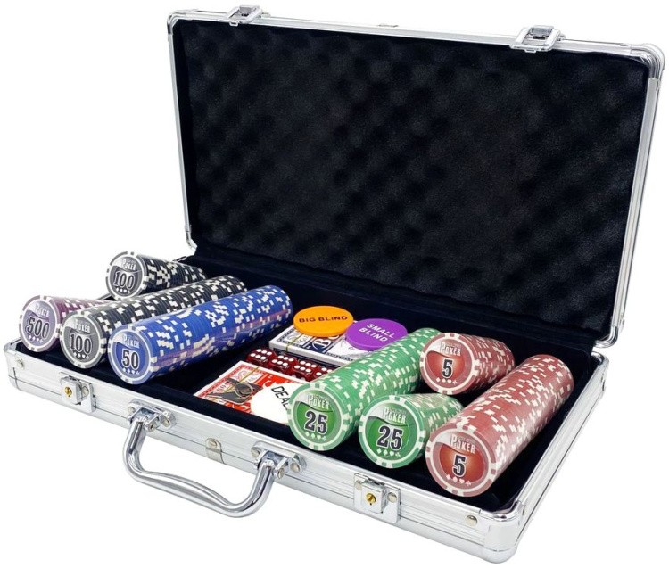 Покерный набор NUTS, 300 фишек, 11,5 г с номиналом в чемодане
