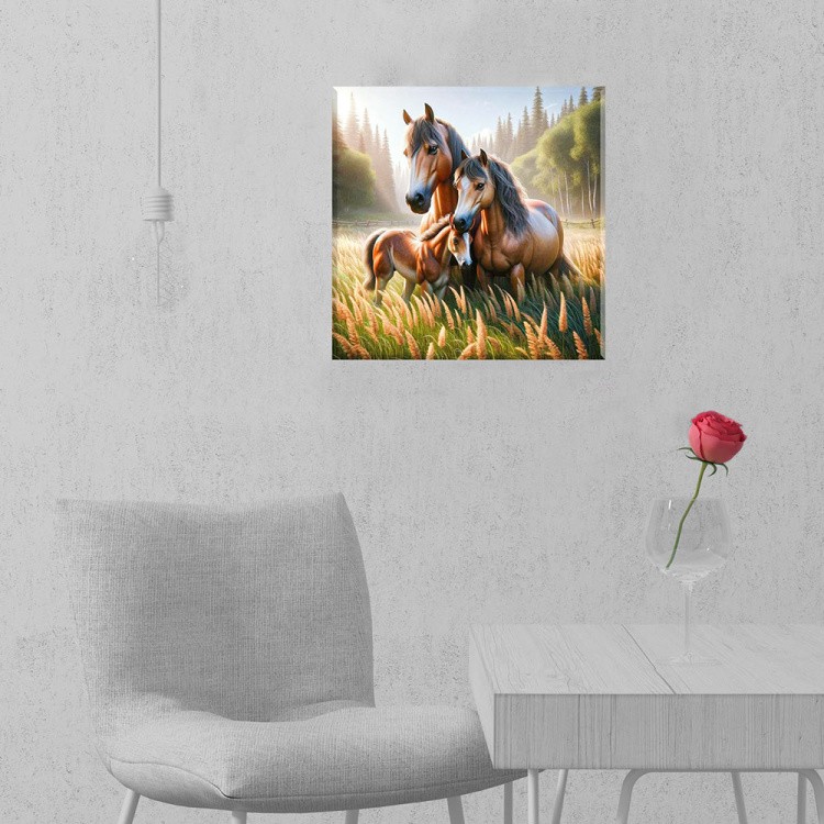 Картина по номерам с поталью «Семья лошадей» — картинка 4