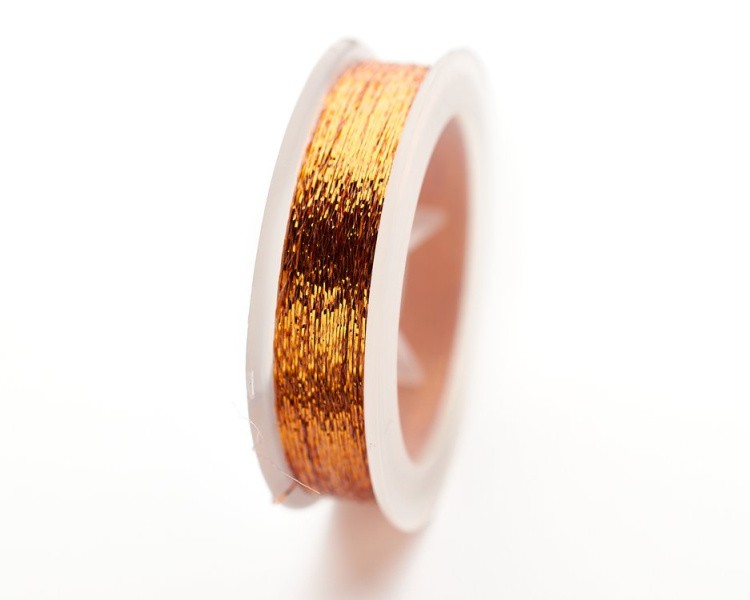 Металлизированная плоская нить - люрекс ADELE 100 м медная, 1 шт. — картинка 2