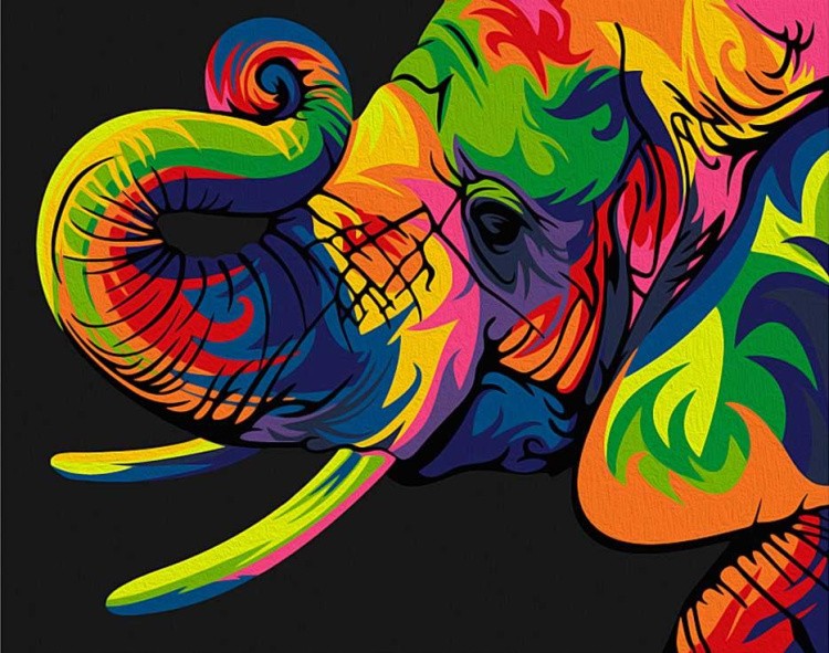 Картина по номерам «Радужный слон» (мини-раскраска)