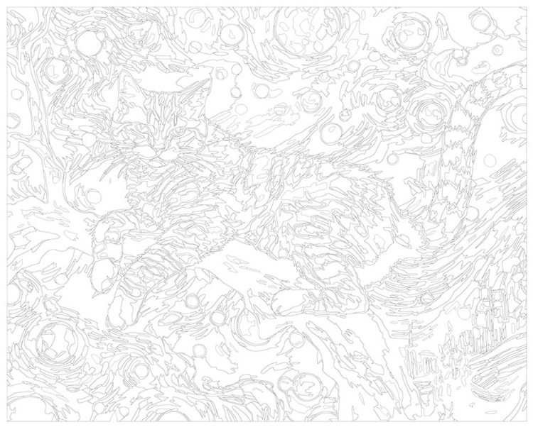 Картина по номерам «Рыжий кот в стиле Ван Гога» — картинка 3