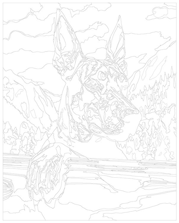 Картина по номерам «Собака доберман в горном лесу 2» — картинка 3