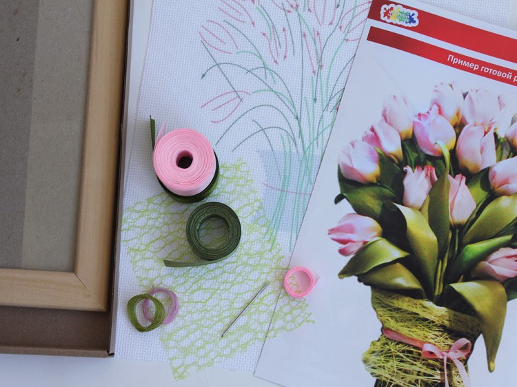 Вышивка лентами «Тюльпаны» — картинка 2