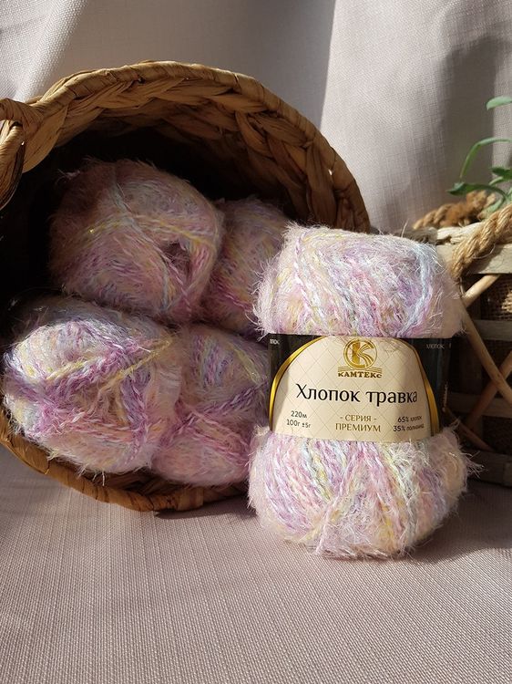 Пряжа Камтекс Хлопок травка (238), разноцветный, 5 шт. по 100 г — картинка 2