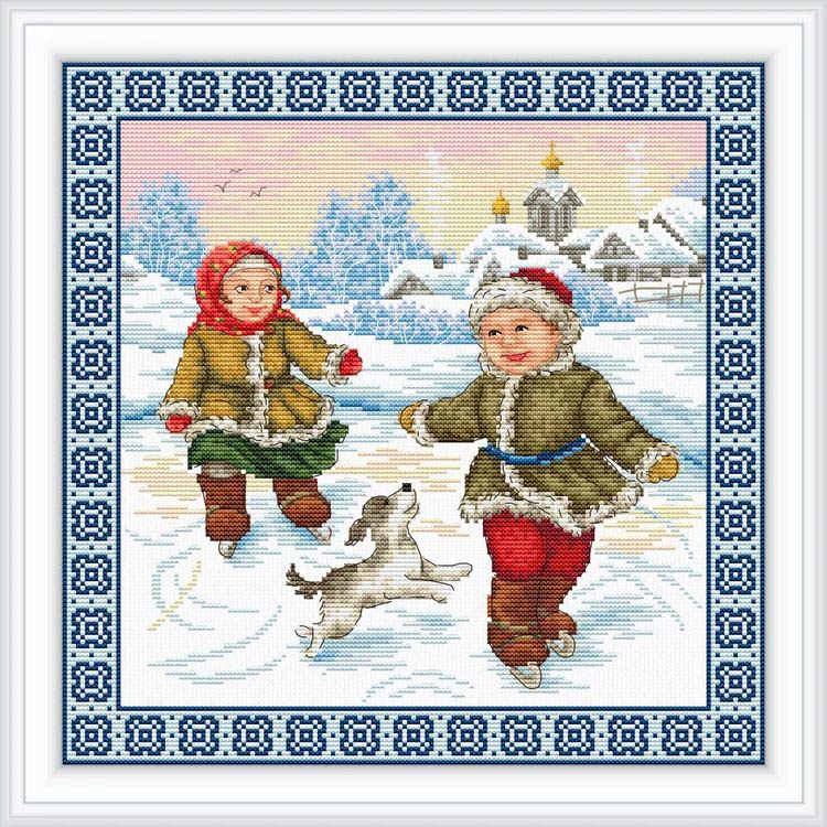 Набор для вышивания «Зимние забавы. Катание на коньках» — картинка 2