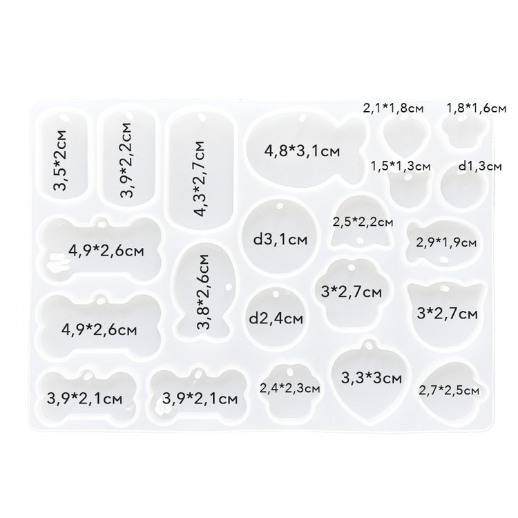 Силиконовый молд - Подвески на ошейник для животных, 18x13 см, 1 шт. — картинка 2